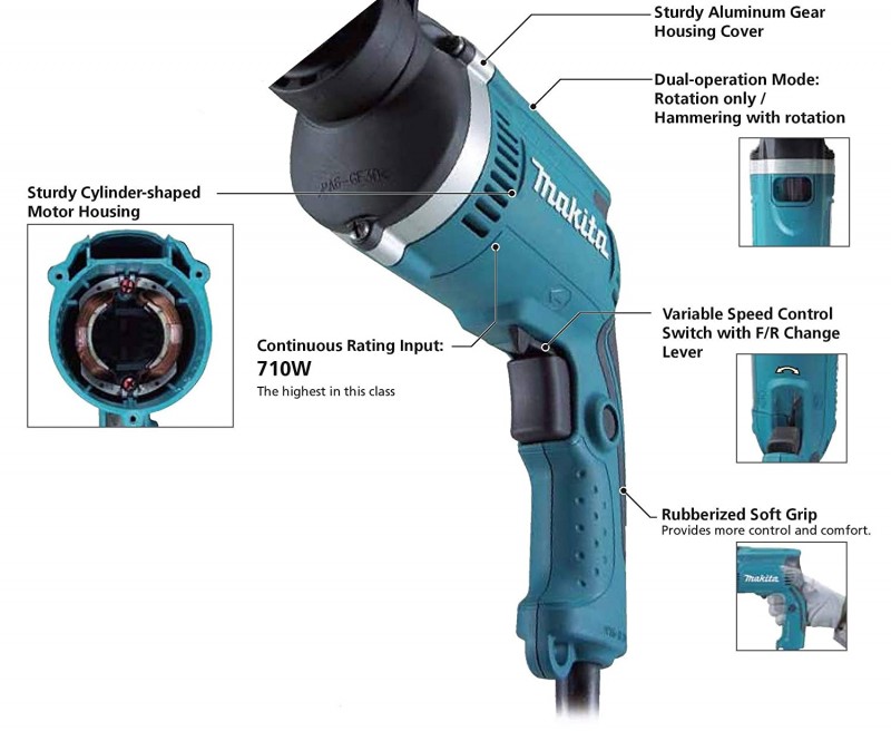 Makita HP1630 Impact Drill 3200 RPM 710W