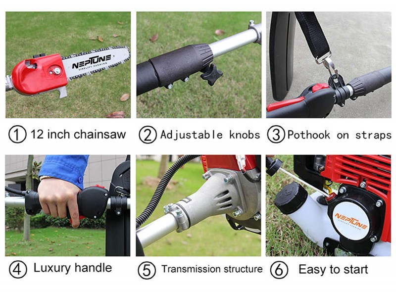Neptune 26cc Petrol Telescopic Pole Pruner Saw Machine with 12 Inch Cutting Bar