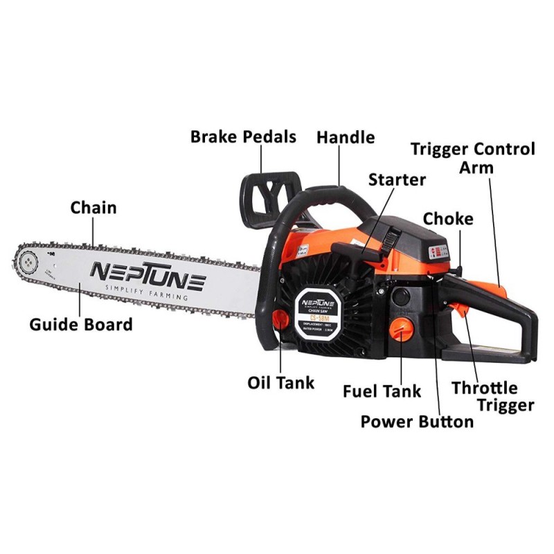 Neptune 58 CC 3.5 HP Magnesium Body Petrol Chainsaw with 22 inch Cutter Bar