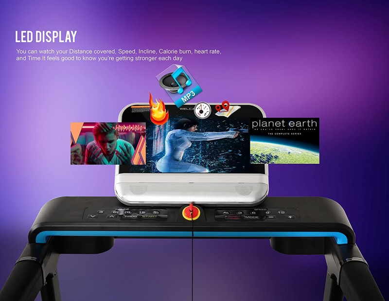 Welcare Wc5151 Motorized and Cushioned Treadmill 2.5Hp (5Hp Peak) Powerful Dc Motor 15 Level Incline