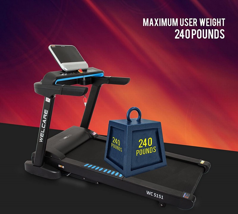 Welcare Wc5151 Motorized and Cushioned Treadmill 2.5Hp (5Hp Peak) Powerful Dc Motor 15 Level Incline