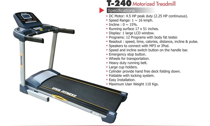 Viva Fitness T-240 Motorized Treadmill Machine