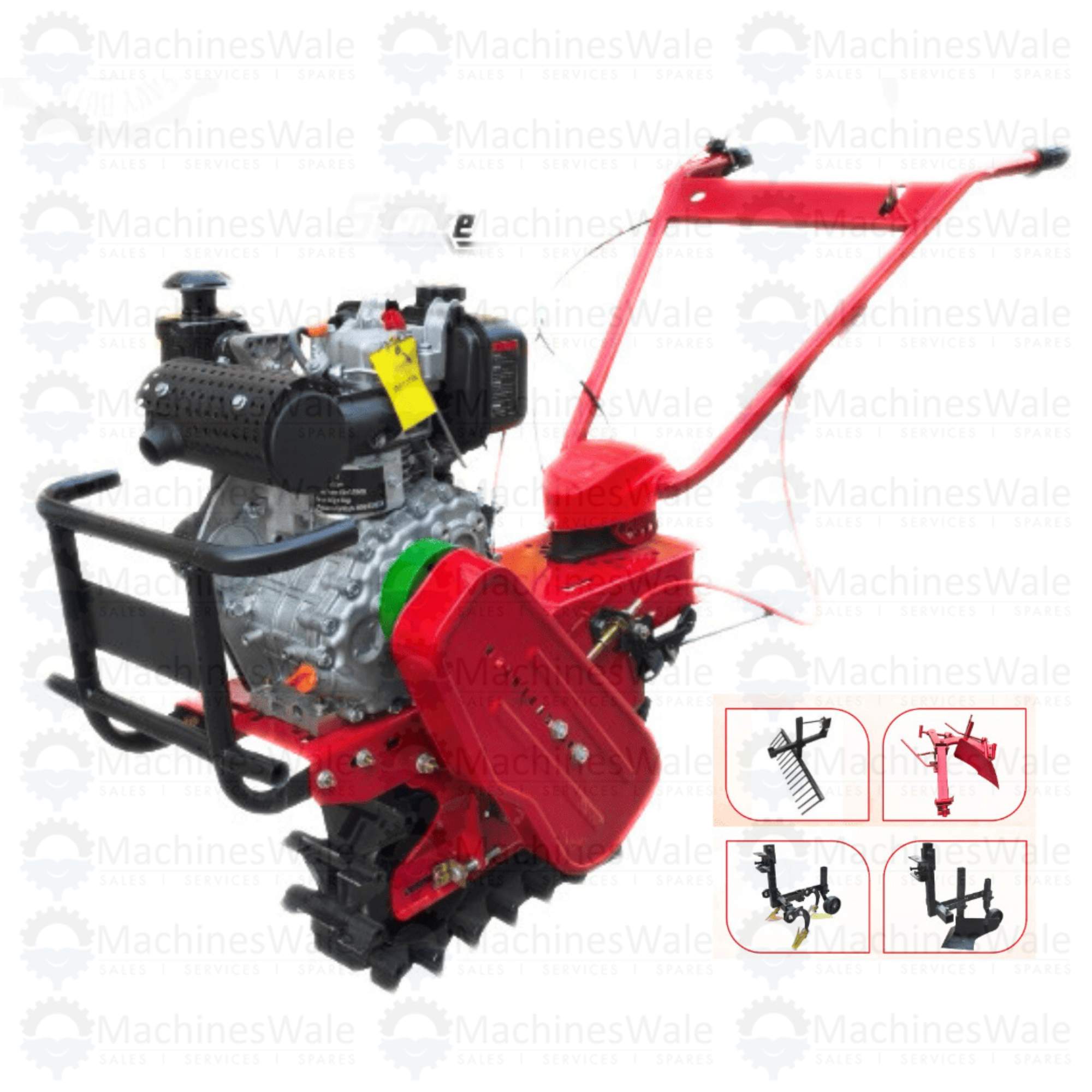 REALLY 7-HP 4000W Petrol Chain Cultivator 4 Stroke + 4 Attachments