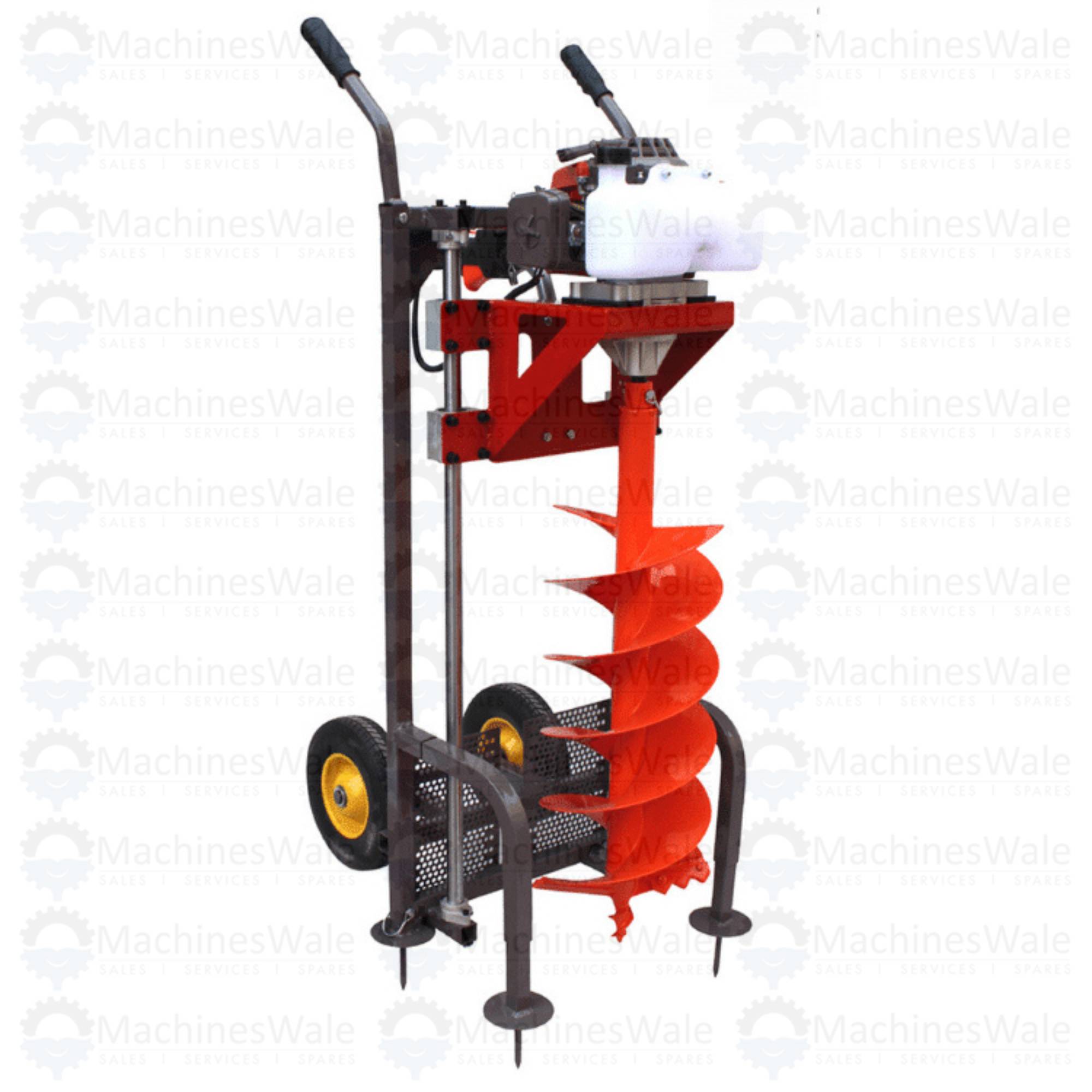 REALLY 63cc Trolley Stand Petrol Earth Auger with Wheels