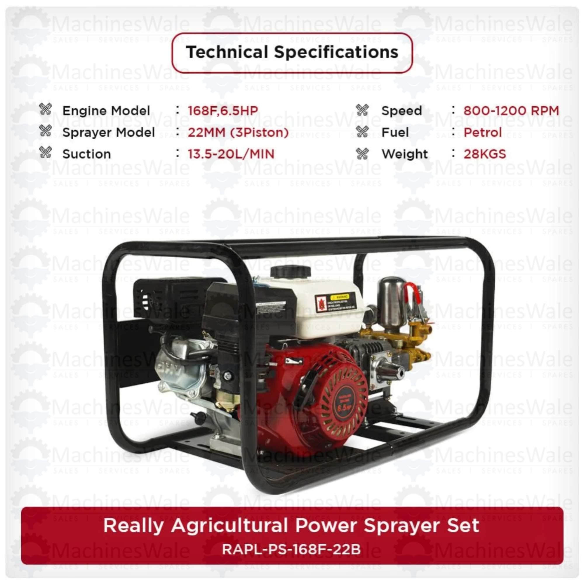REALLY 6.5hp 4-Stroke (BMS-PS-168F-22B) Petrol Agricultural Portable Power Sprayer HTP Set