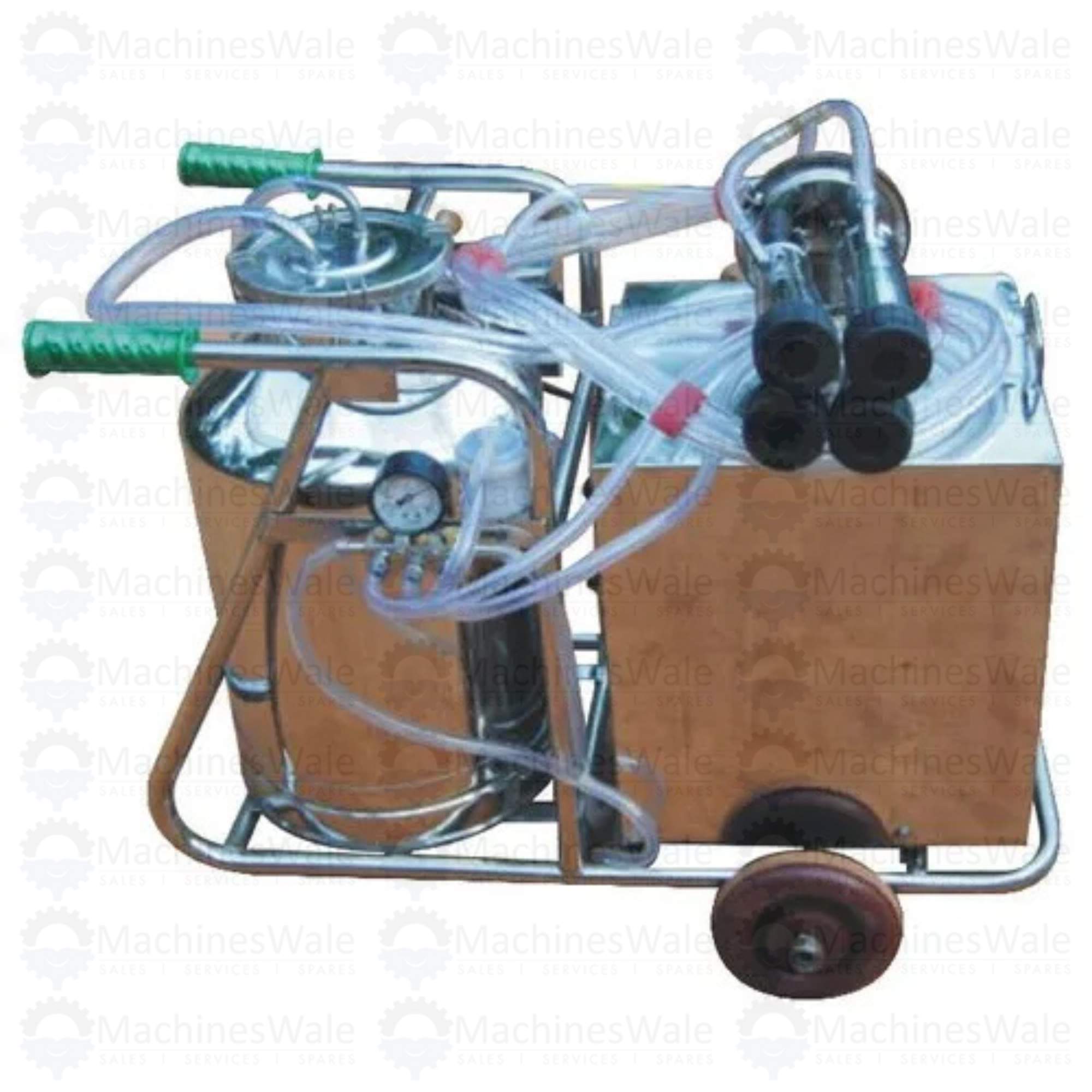 Trolley Type Semi Automatic 20L Milking Machine, Double Cylinder, 120 Watt