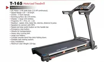 Viva Treadmill T 165 DC 3 Level Manual Incline Running Machine